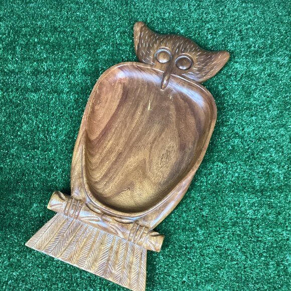 Vintage Wooden Owl Platter Large - Picture 2 of 15